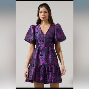 Sugarlips Purple and Blue Floral Mini Dress